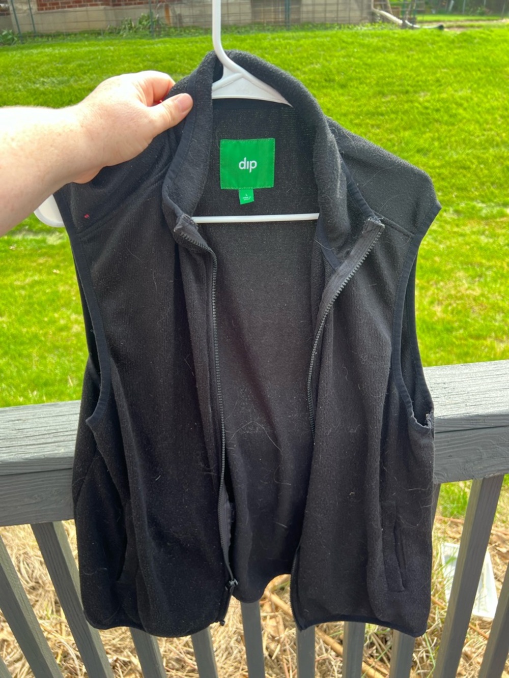 dip Black Fleece Zip Front Vest